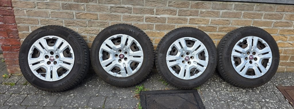 4 jantes Fiat Alfa + 4 pneus 4 saisons conti quasi neufs, 15 pouces, Pneus et Jantes, 4 Saisons, Enlèvement