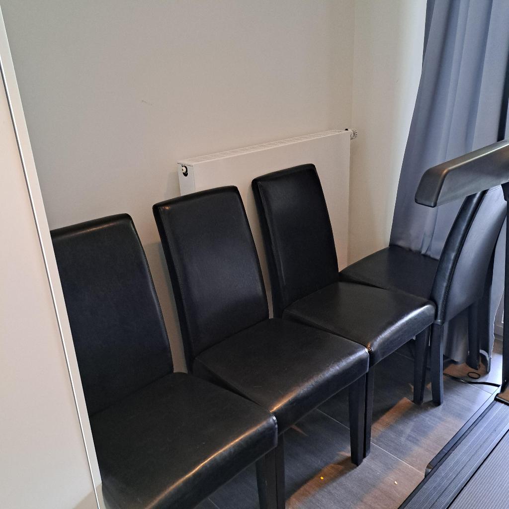 Kunstlederen stoelen: 8 stuks, Huis en Inrichting, Stoelen, Ophalen, Gebruikt, Zwart, Overige materialen