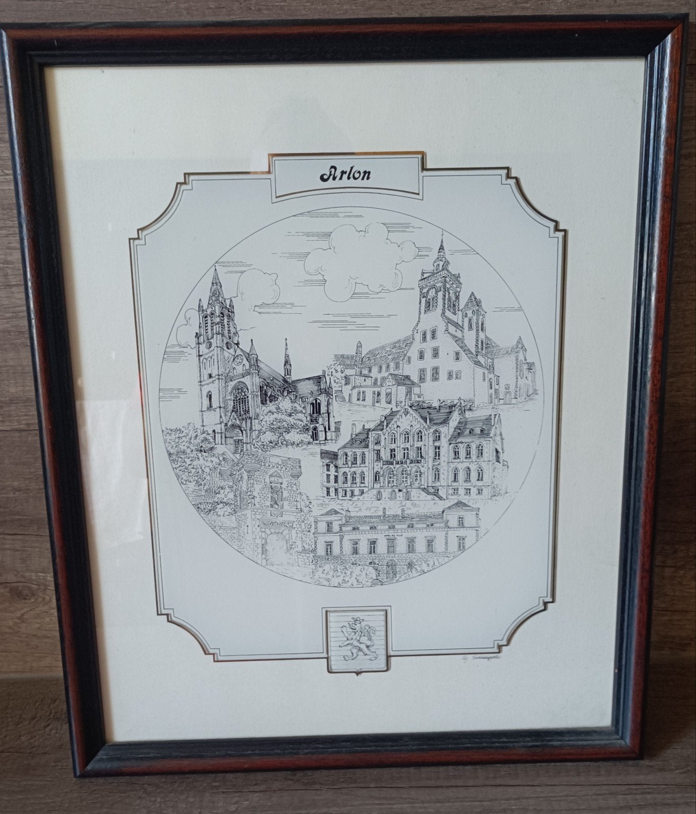 cadre Arlon, Antiquités & Art, Art | Dessins & Photographie, Enlèvement ou Envoi, Signé