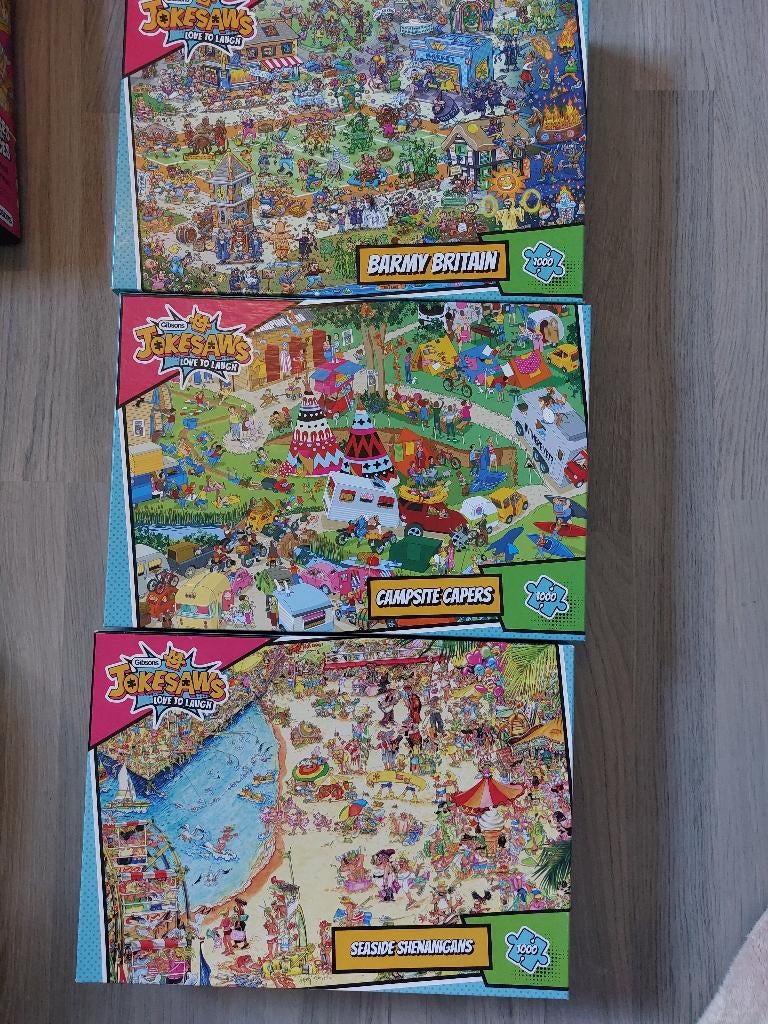 Set 3 puzzels Gibsons Jokesaws 1000 stuks, Ophalen of Verzenden, 500 t/m 1500 stukjes, Zo goed als nieuw, Legpuzzel