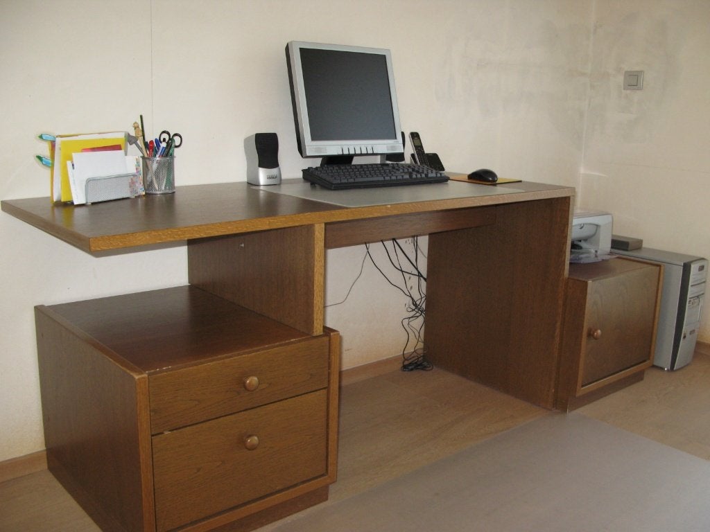 Bureau met 2 ladenkastjes, Vintage, Enlèvement, Utilisé