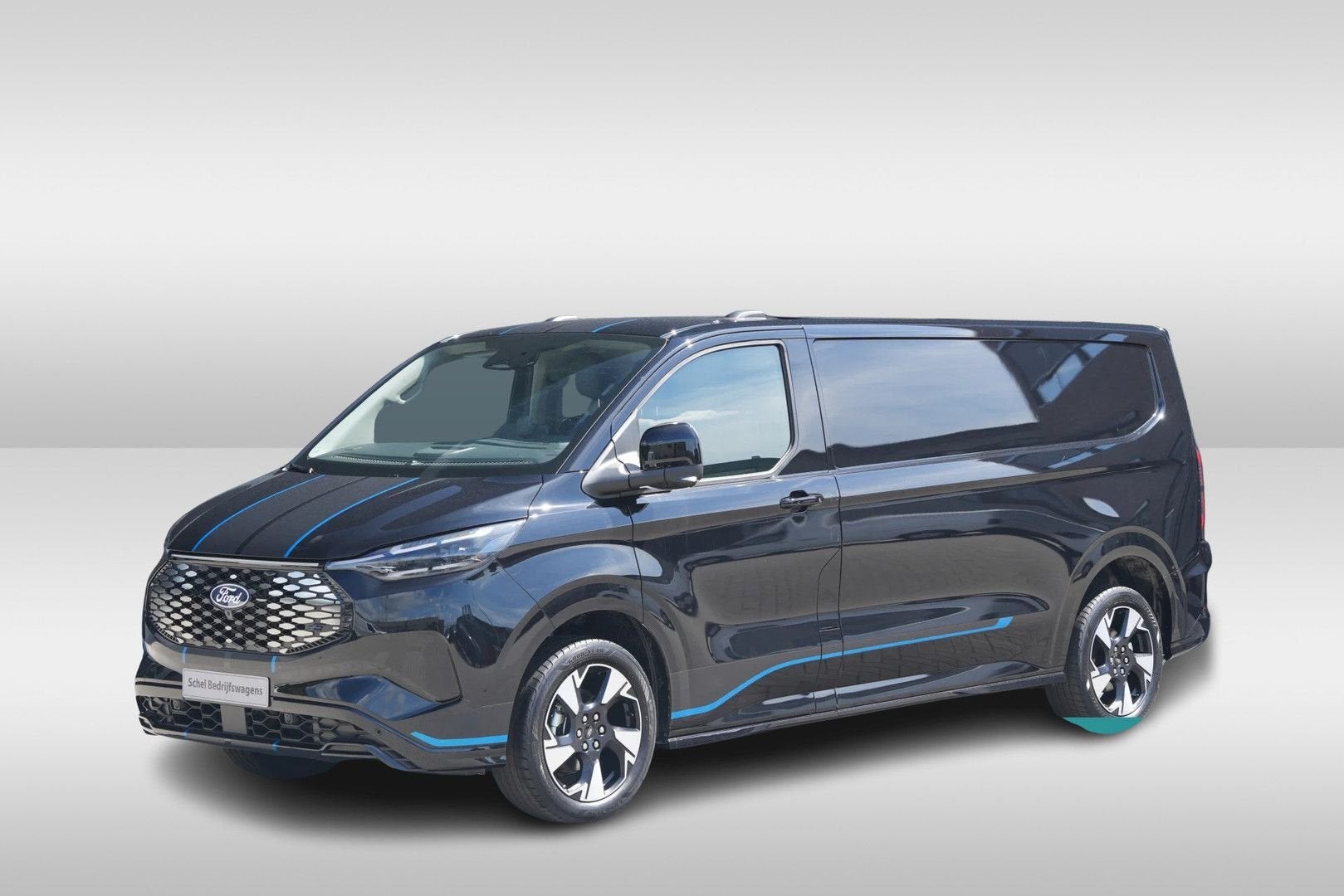 Ford E-Transit Custom L2 H1 Sport 218pk (Wordt verwacht), Auto's, Bestelwagens en Lichte vracht, Automaat, Parkeersensor, Zwart