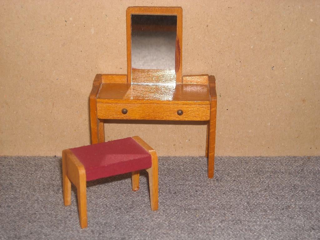 Lundby kaptafel met krukje, Verzamelen, Poppenhuizen en Toebehoren, Ophalen of Verzenden, Gebruikt