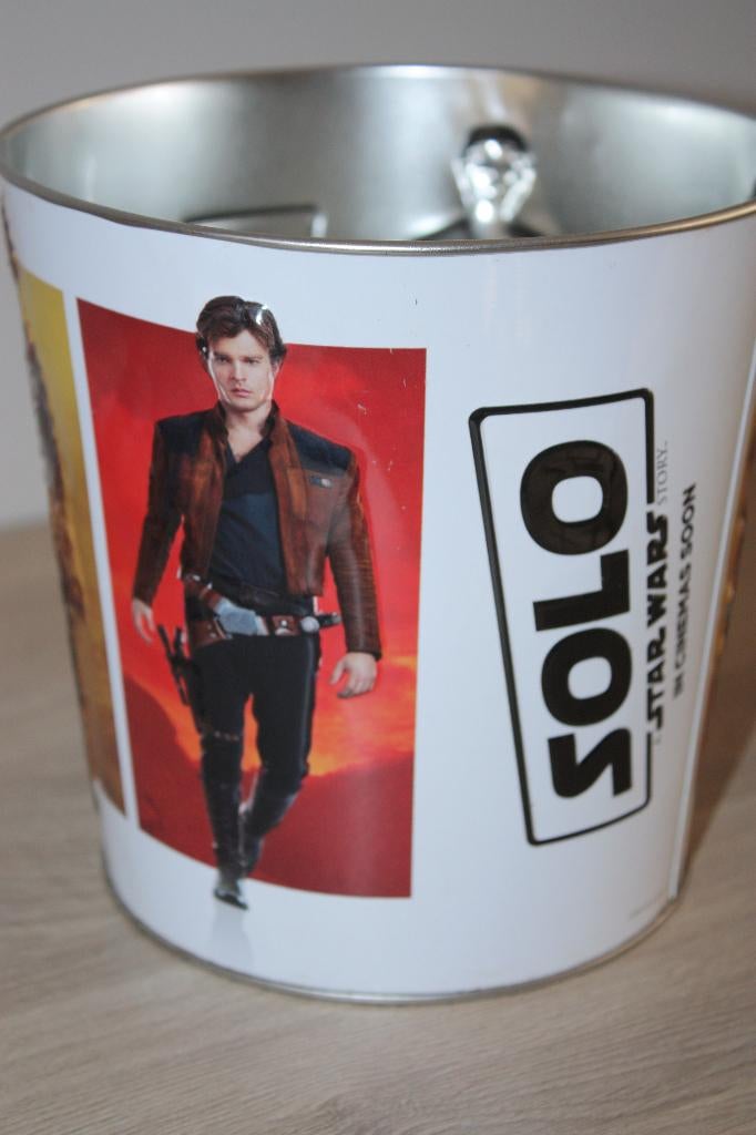 Star Wars , Solo , popcorn blik , emmer 16 cm hoog , 2018, Verzamelen, Star Wars, Ophalen of Verzenden, Zo goed als nieuw, Gebruiksvoorwerp