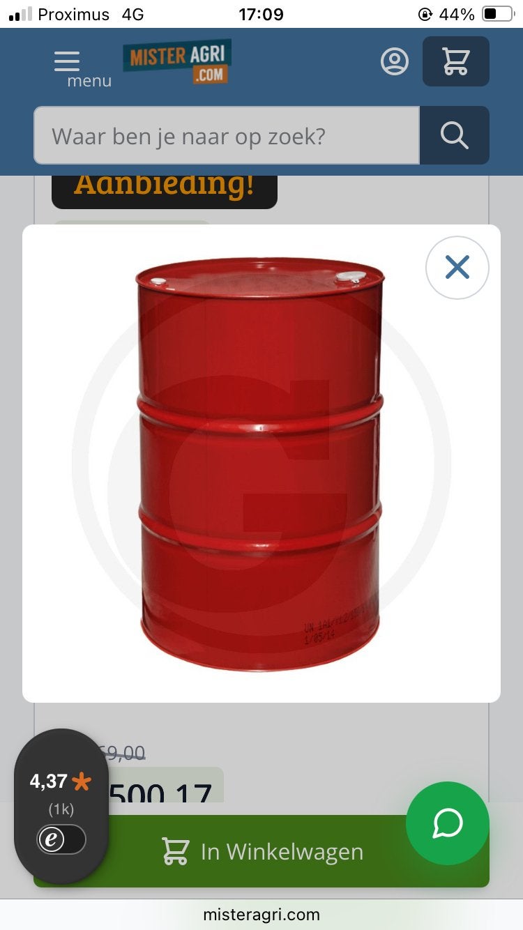 Metalen 60 liter vat, Minder dan 75 liter, Ophalen of Verzenden, Zo goed als nieuw, Metaal