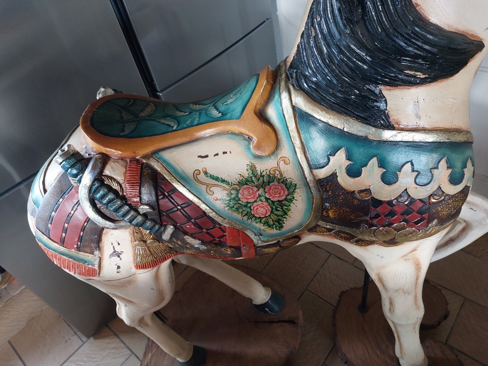 carrousel paard, Ophalen, Object, Meerkleurig, Hout