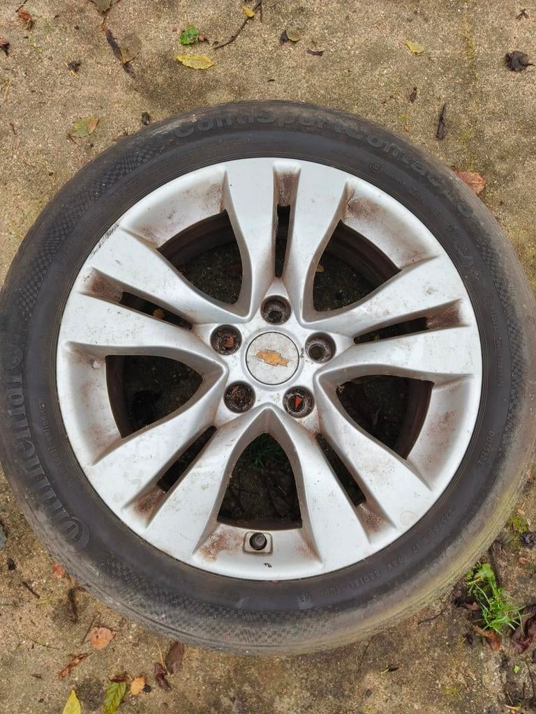 Continental banden met Chevrolet velg, Ophalen, Gebruikt, Banden en Velgen, 17 inch