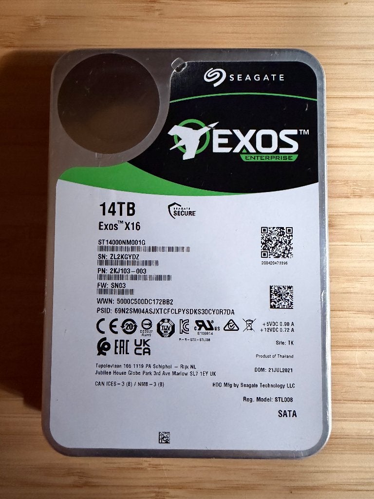 14TB Seagate EXOS Enterprise HDD, Ophalen, Intern, Gebruikt, Seagate
