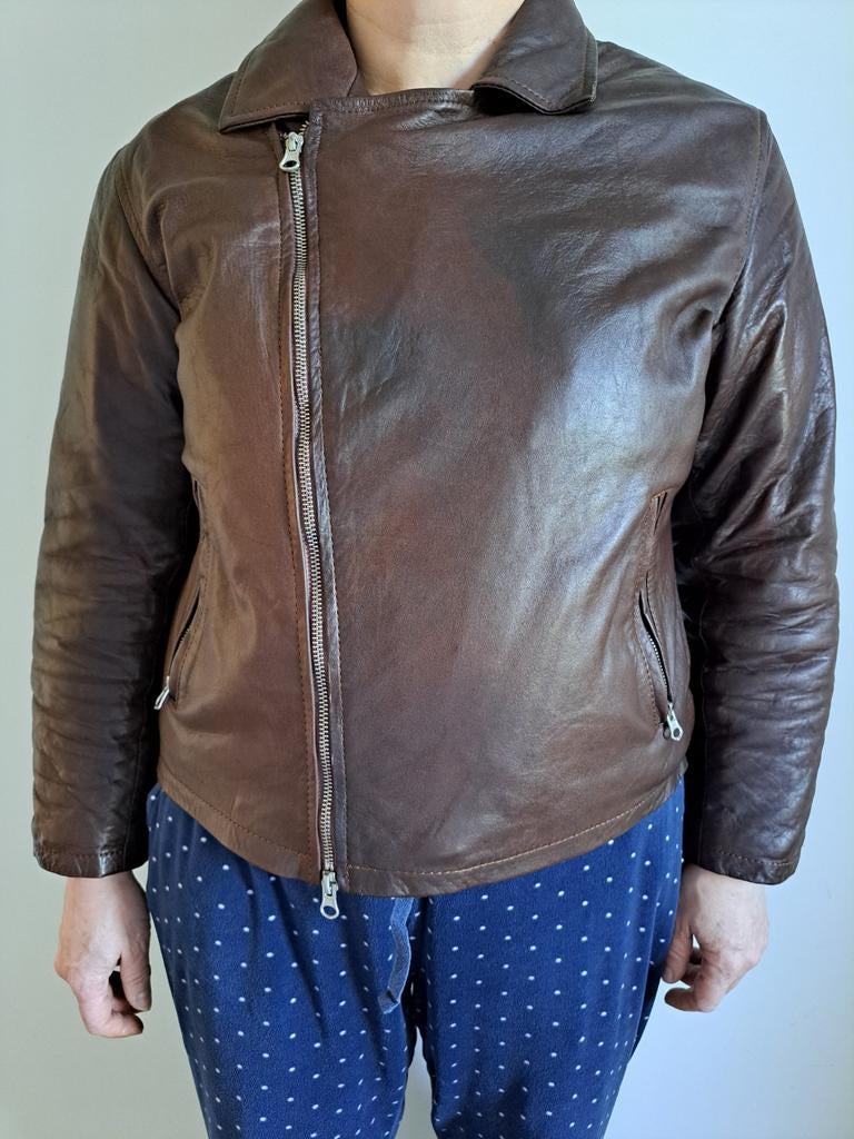 VESTE EN CUIR F XL PROTECTION COUDES ÉPAULES DOS PEU SERVI, Enlèvement, Femmes