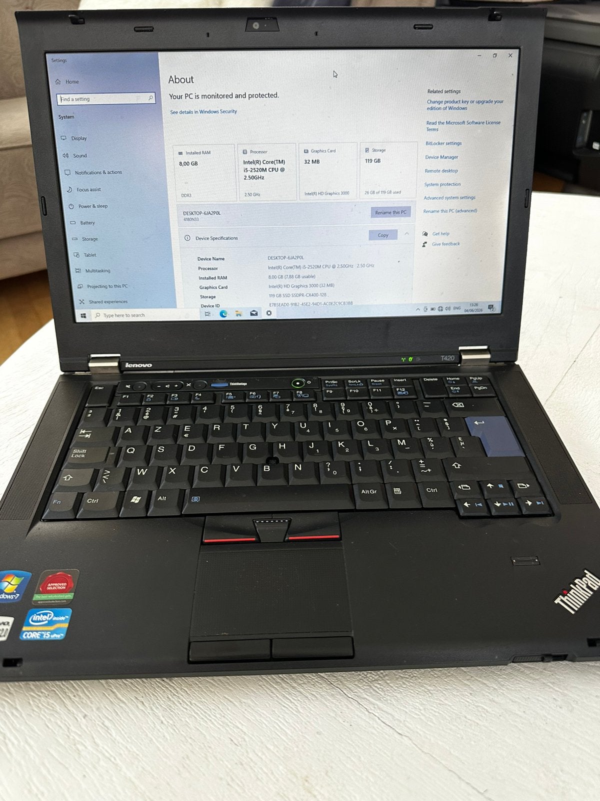 Lenovo ThinkPad T420 | i5 | 8GB RAM | 120GB SSD, Ophalen, Zo goed als nieuw, SSD