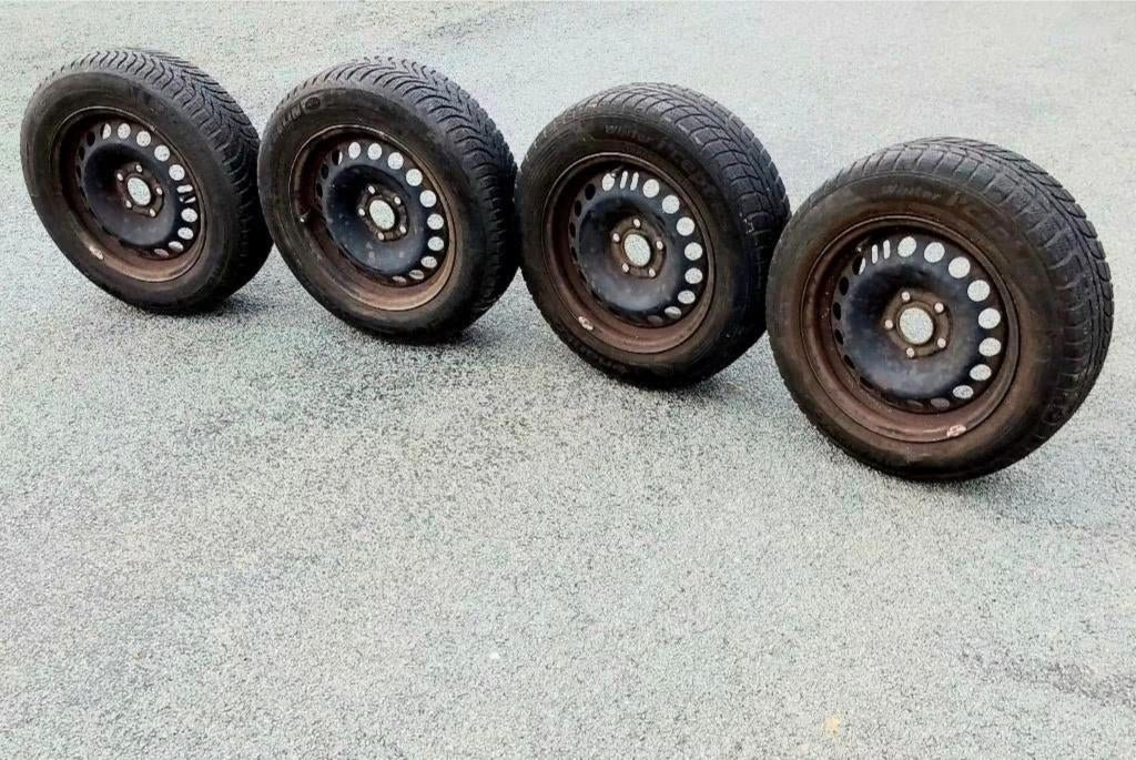 Jantes Opel avec des pneus hiver 185/65-15, Auto-onderdelen, Banden en Velgen, Ophalen, Gebruikt, 15 inch, Banden en Velgen