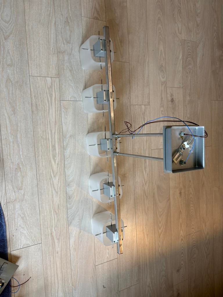 Massive Belgium design hanglamp modern aluminium & glas, Enlèvement, Comme neuf