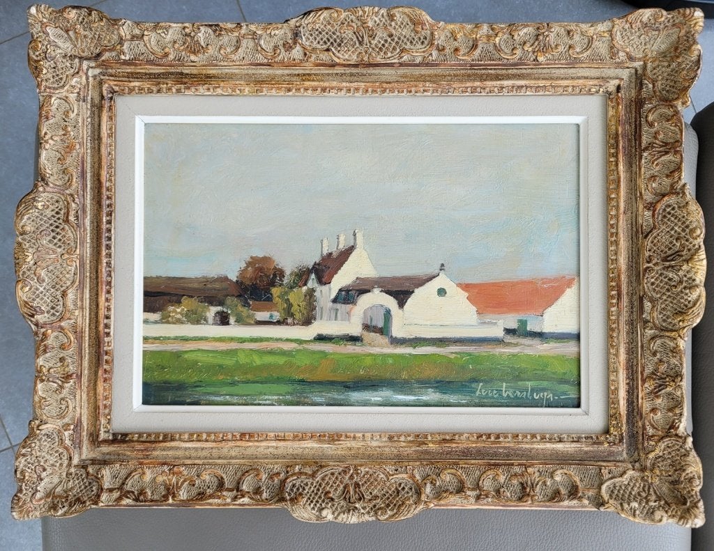 Luce VERSLUYS, de witte hoeve, Antiquités & Art, Art | Peinture | Classique, Enlèvement ou Envoi, Panneau, Paysage, Impressionniste