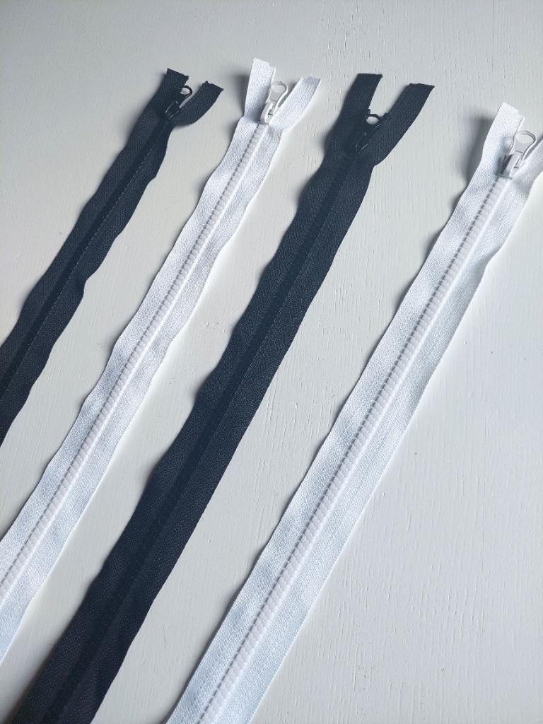 521) 4 fermetures divisibles blanches 45cm + noires 40cm, Enlèvement ou Envoi, Neuf, Tirette ou Fermeture