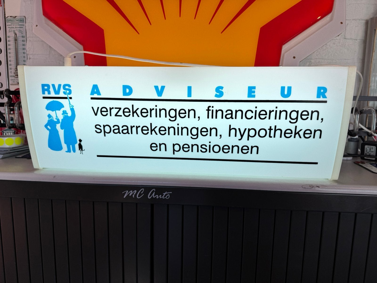 RVS Verzekeringen reclame lichtbak, Verzamelen, Ophalen, Gebruikt, ., Lichtbak of (neon) lamp