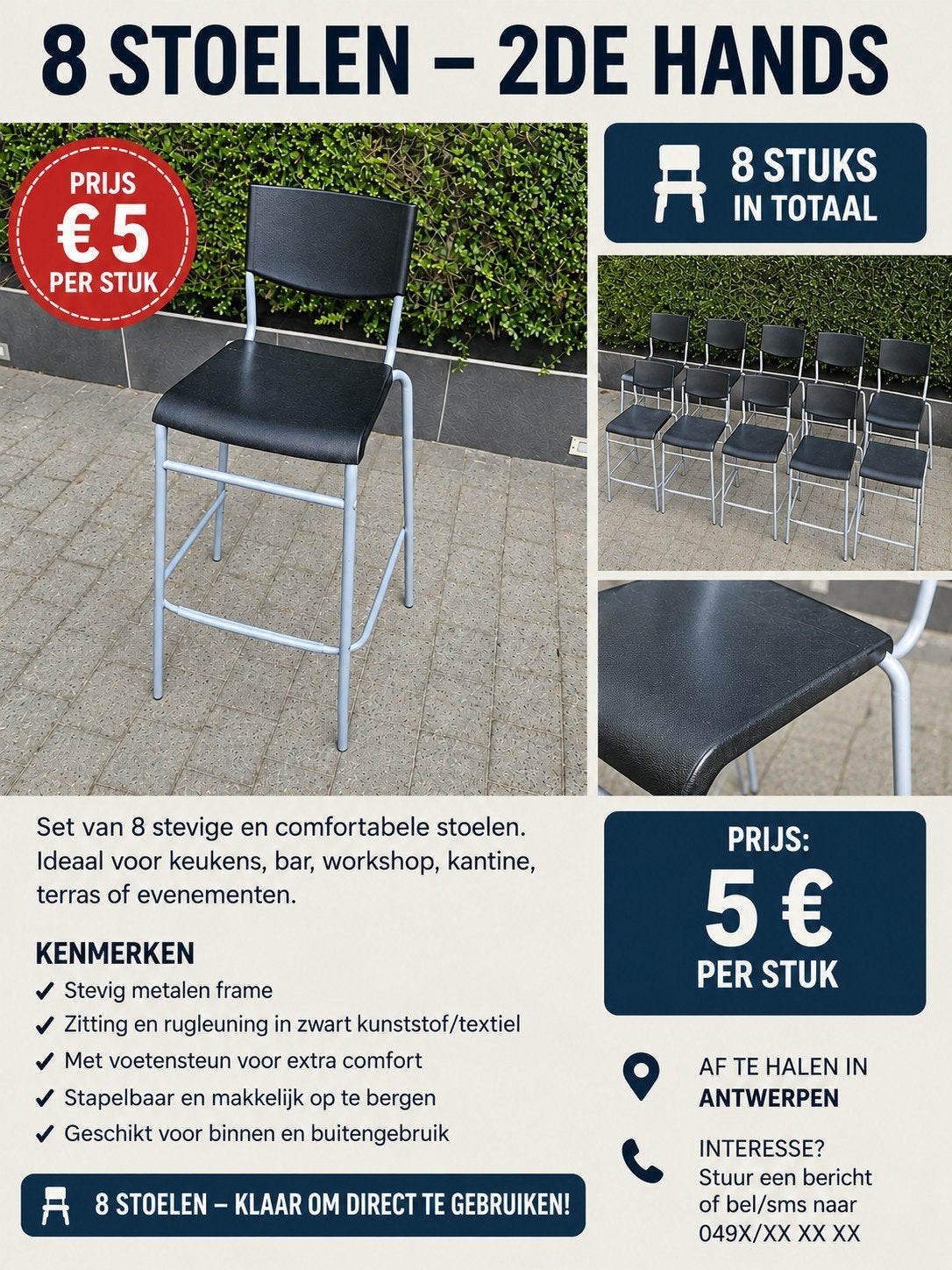 8 ikea barkrukken te koop, Huis en Inrichting, Ophalen, 60 tot 90 cm, Kunststof, Gebruikt