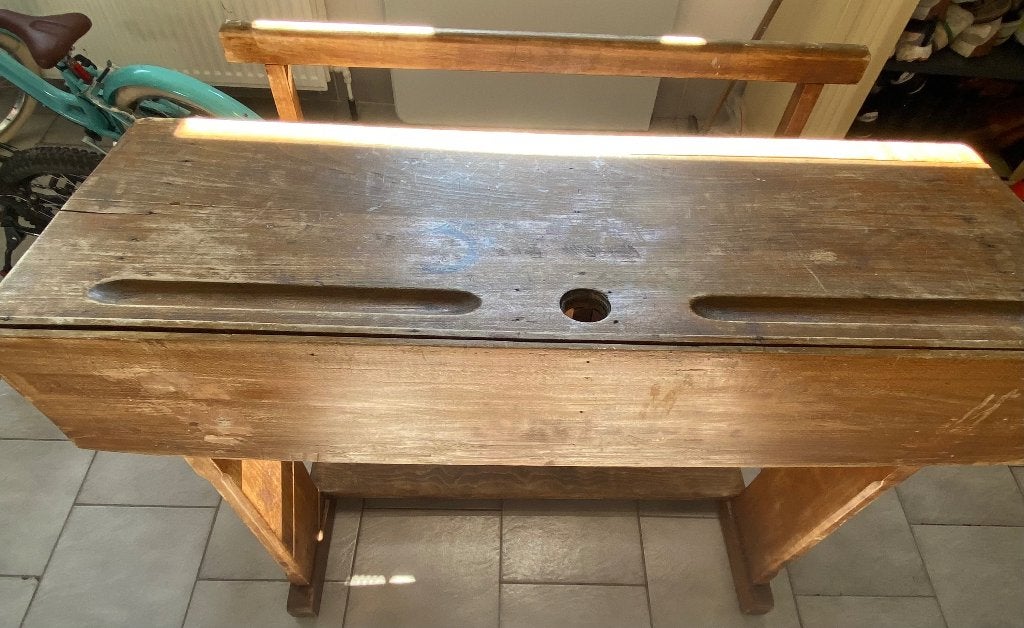 Bureau d'école, Bureau d'écolier, Vintage, Enlèvement, Bois