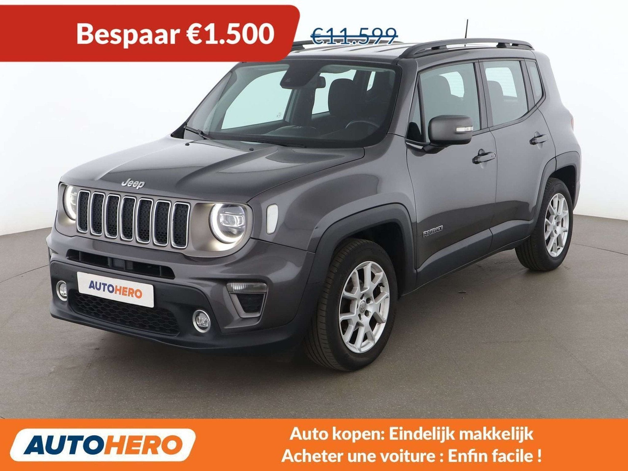 Jeep Renegade 1.0 TGDi Limited 4x2, Autos, Jeep, Argent ou Gris, Achat, Détection des panneaux routiers, Euro 6