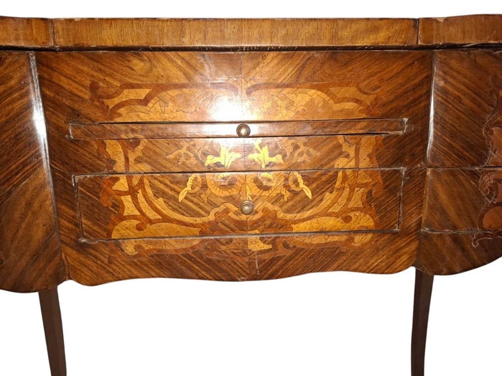 Antiek Frans kaptafeltje / dames schrijftafel met marqueteri, Ophalen