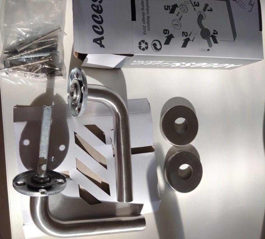 Inox deurklink binnendeur, Huis en Inrichting, Ophalen, Zo goed als nieuw