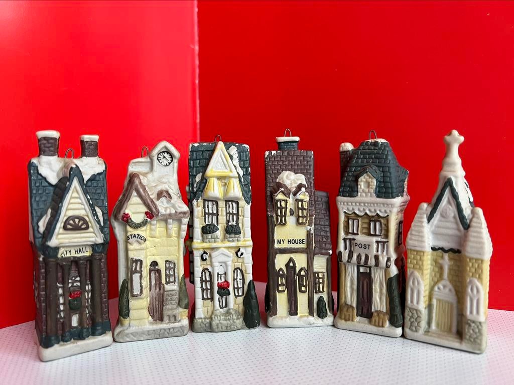 6 miniatuur huisjes, Ophalen of Verzenden