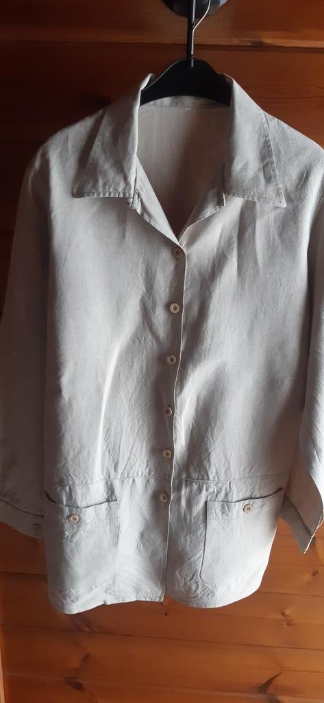 Linnen vest/ bloes in ecru maat 42/44, Taille 42/44 (L), Zonder merk, Beige, Comme neuf