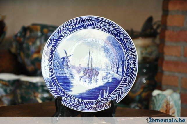 assiette boch delft bateau sur canal, Antiquités & Art, Enlèvement ou Envoi