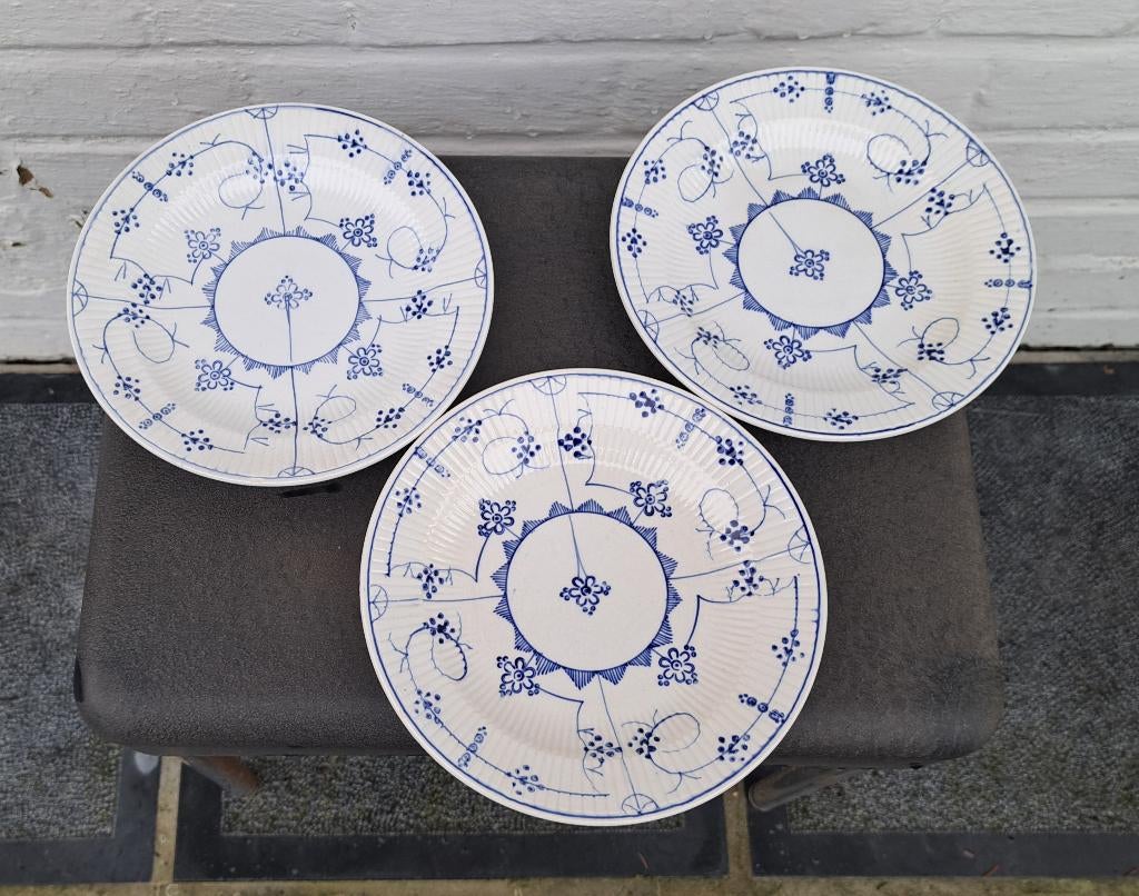 3 assiettes à dessert Sarreguemines motif  Boch Copenhague, Assiettes(s), Enlèvement ou Envoi, Utilisé, Autres styles
