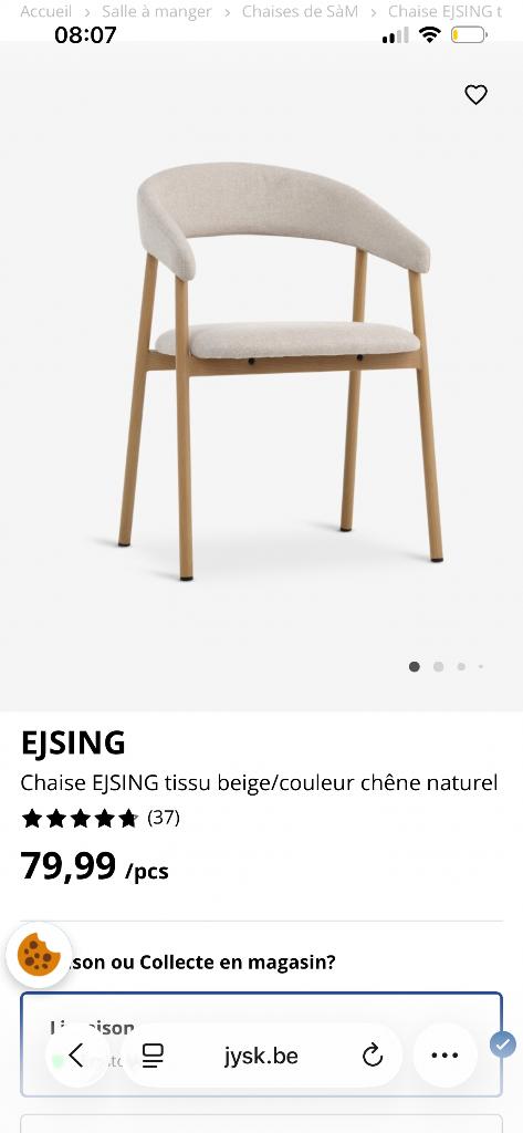 Chaises Jysk, Maison & Meubles, Chaises, Autres couleurs, Comme neuf, Deux, Enlèvement