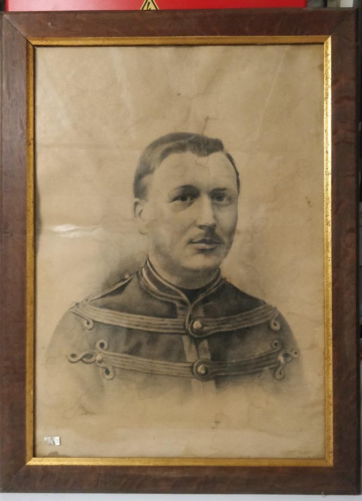 Groot portret van een Belgische legerruiter vóór WO1, Ophalen of Verzenden, Landmacht, Foto of Poster