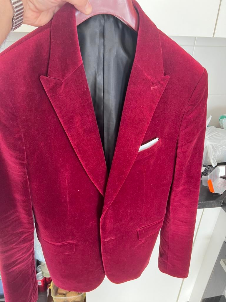 Mooie fluweel blazer maat 52 - Skinny fit, Ophalen of Verzenden, Zo goed als nieuw, Maat 52/54 (L), Wit