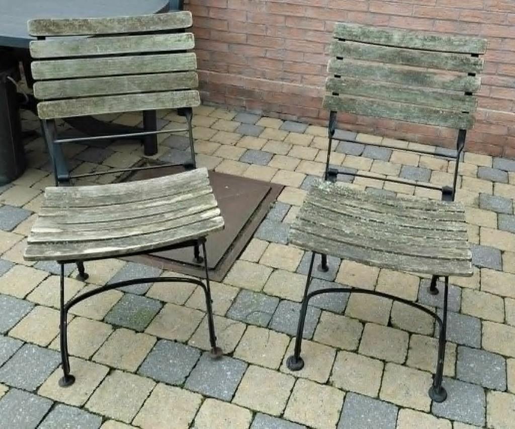 2 oude tuinstoelen, Tuin en Terras, Ophalen, Inklapbaar