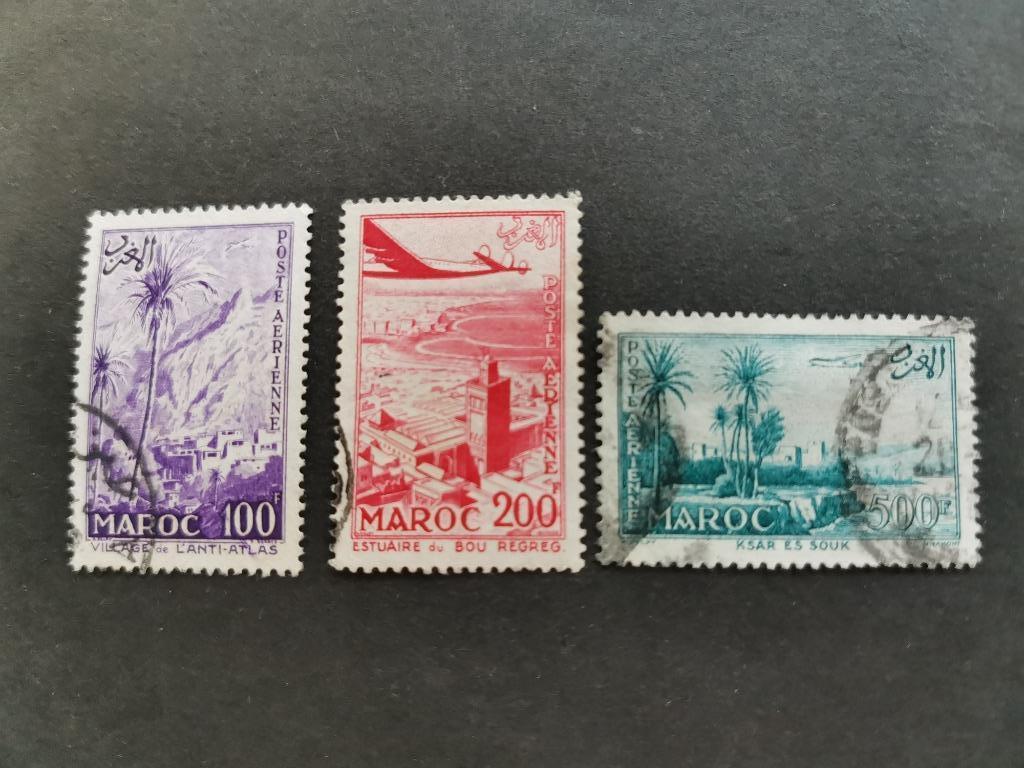 Maroc 1955 - vues, avion, palmiers, Enlèvement ou Envoi, Maroc, Affranchi