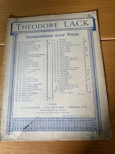 Antieke bladmuziek Théodore Lack – Valse-Arabesque, Muziek en Instrumenten, Bladmuziek, Gebruikt, Artiest of Componist, Klassiek