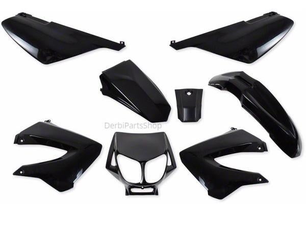 Kappenset zwart 8-delig Derbi Senda SM/Xtreme/X-Race 50, Ophalen of Verzenden, Nieuw, Kap, Derbi