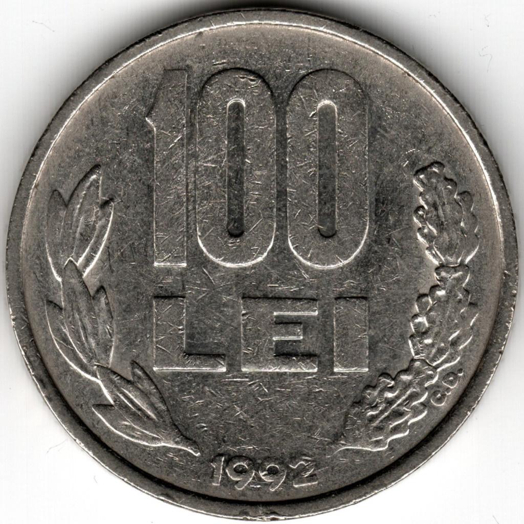 Roemenië: 100 Lei 1992 Voorzijde A,Rechte 9 KM#111 Ref 15113, Postzegels en Munten, Ophalen of Verzenden, Overige landen, Losse munt