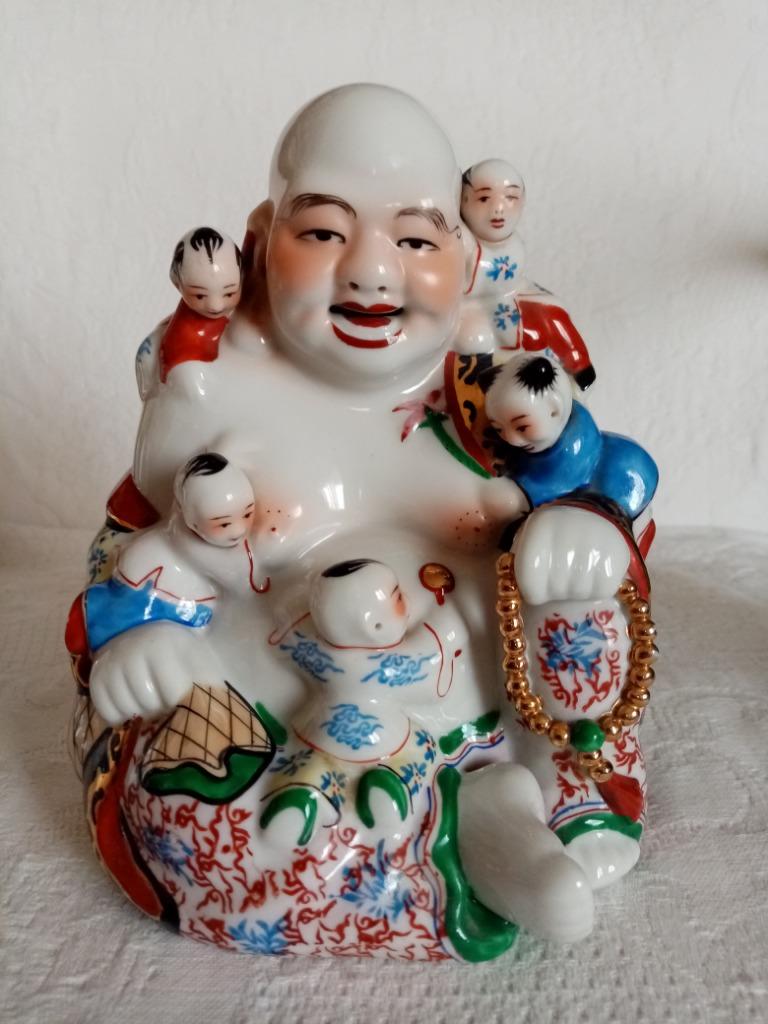 Grande figurine Bouddha souriant porcelaine Chinoise 1960/70, Enlèvement ou Envoi