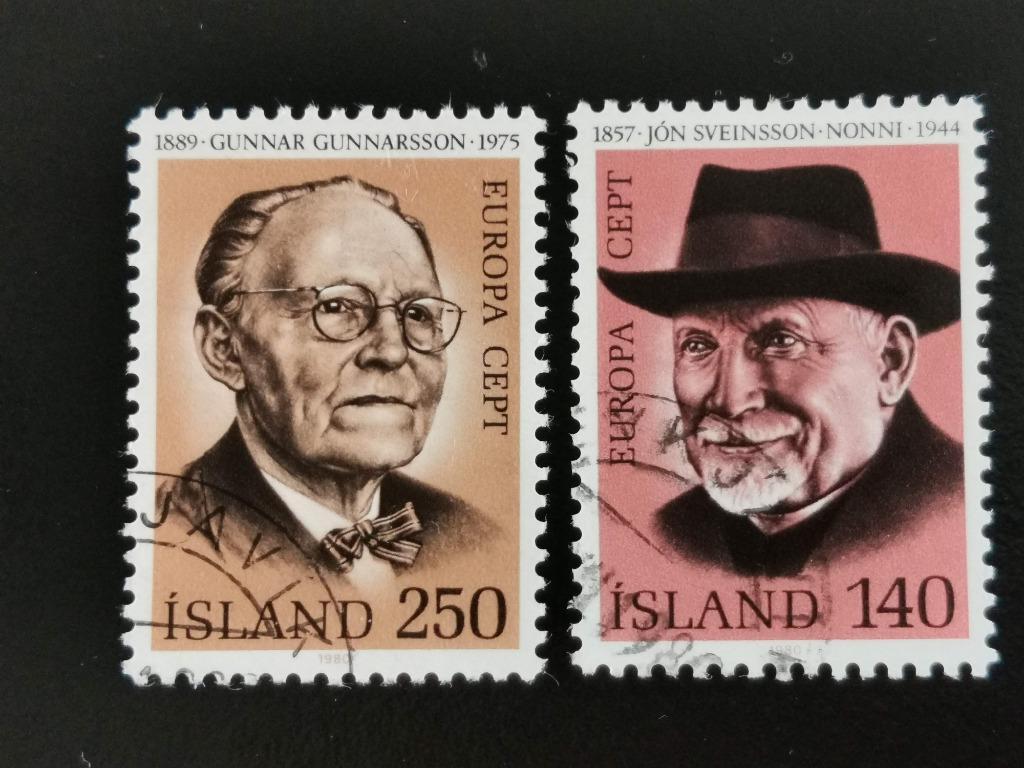 Islande 1980 - Europa CEPT - Islandais célèbres - écrivains, Enlèvement ou Envoi, Islande, Affranchi