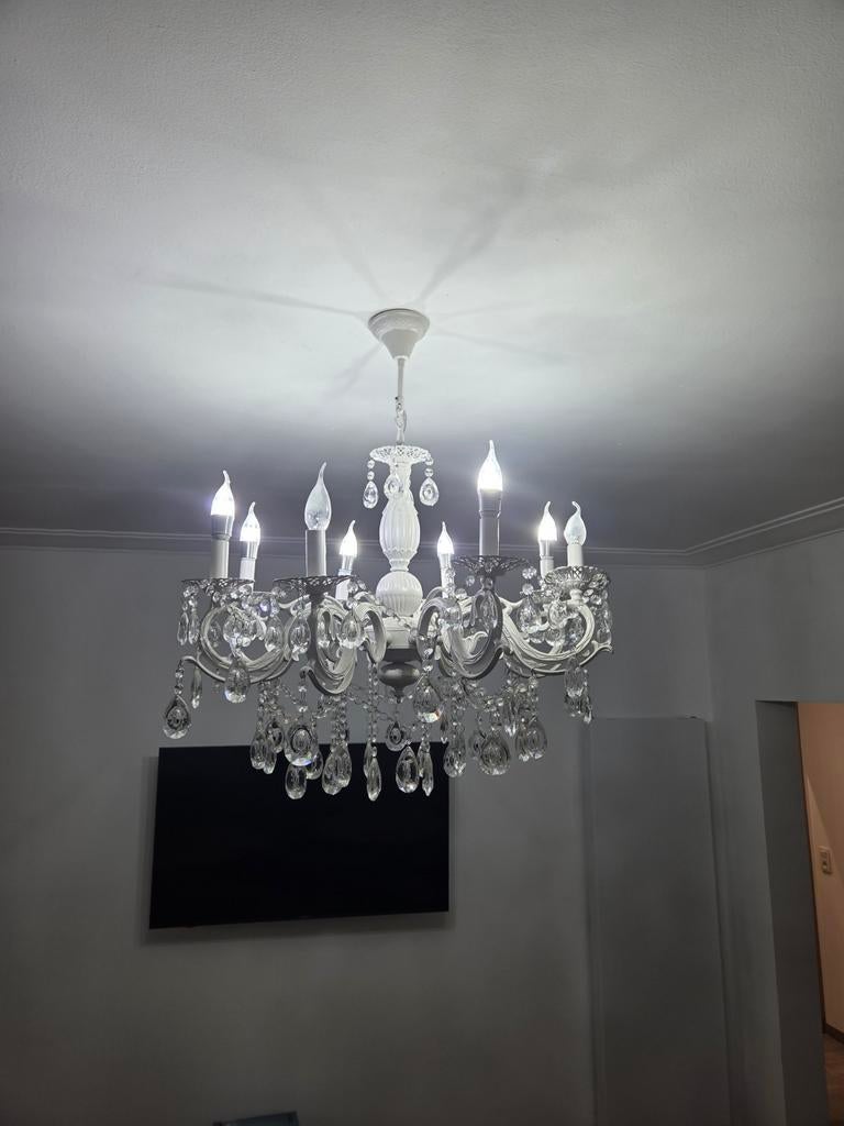 Zeer mooi witte luster, Huis en Inrichting, Lampen | Kroonluchters, Ophalen of Verzenden