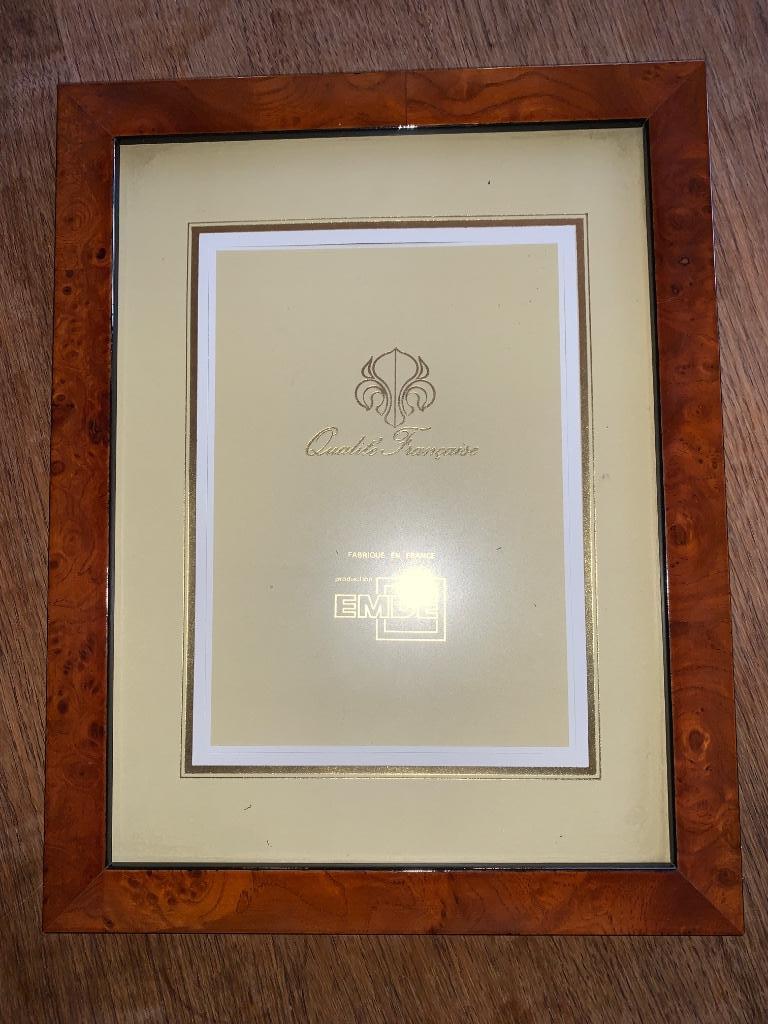 Emdé massief houten frame gelakt mahoniepatroon 21x27 cm, Verzenden, Gebruikt
