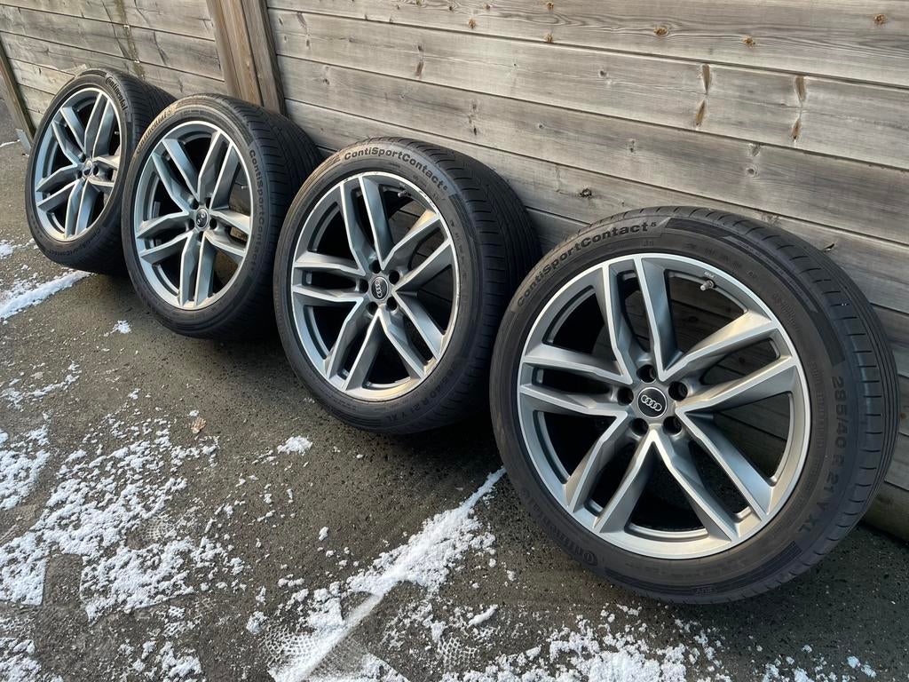 Audi Q7 wielen 21 inch Originieel audi- vaste prijs, Autos : Pièces & Accessoires, Pneus & Jantes, Pneus et Jantes, 285 mm, Pneus été