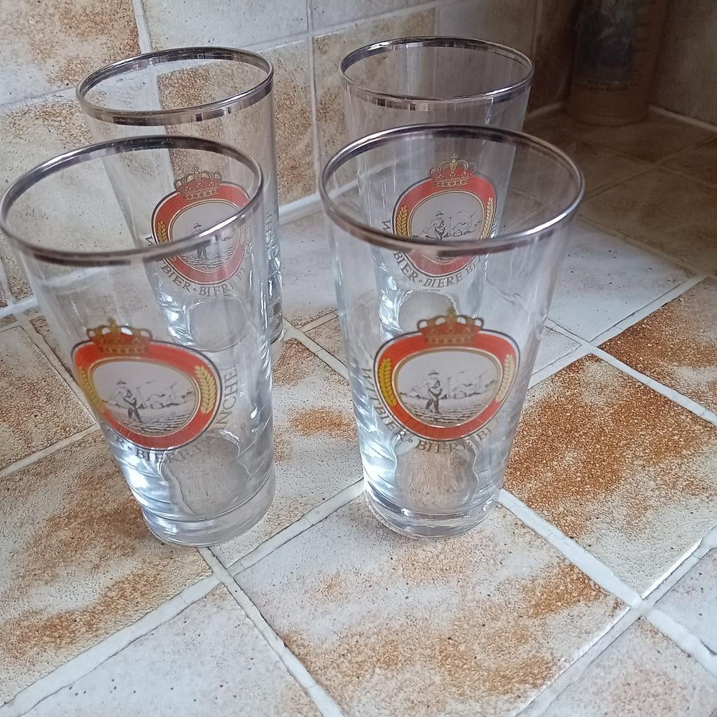 4 oude bierglazen Haecht witbier blanche, Verzamelen, Ophalen of Verzenden, Gebruikt