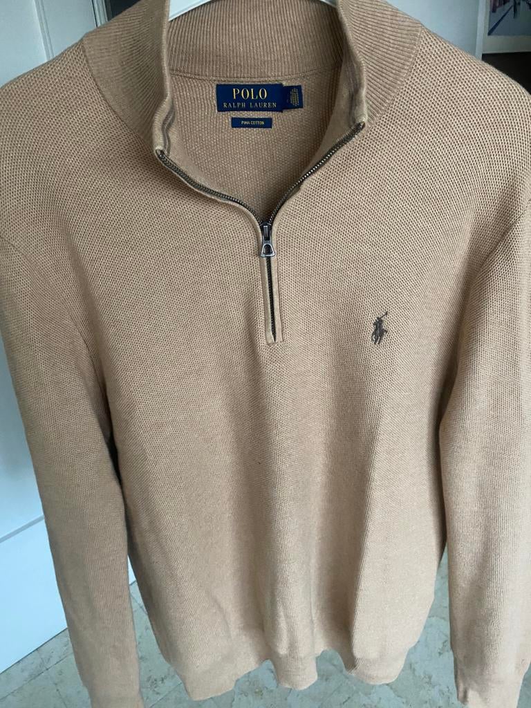 Ralph lauren heren trui quarter zip camel, Verzenden, Zo goed als nieuw