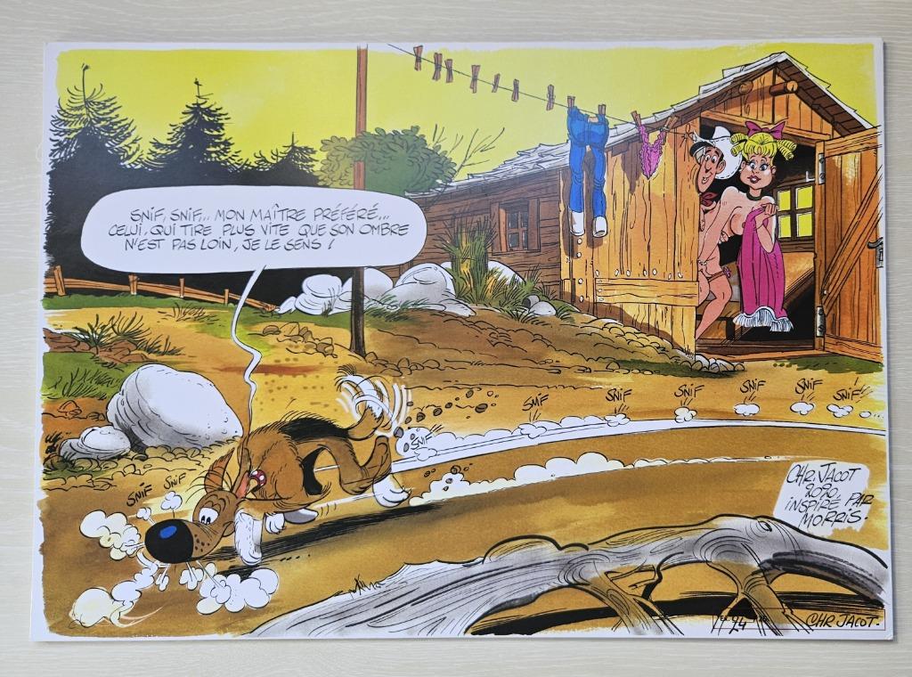 Estampe hommage Morris 42x30 Neuf, Une BD, Envoi, Comme neuf, Jacot(Morris)