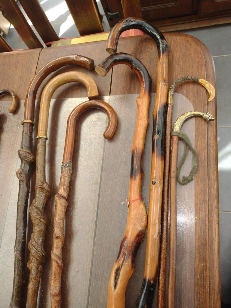 Canne bâton en p bois naturel, Antiquités & Art