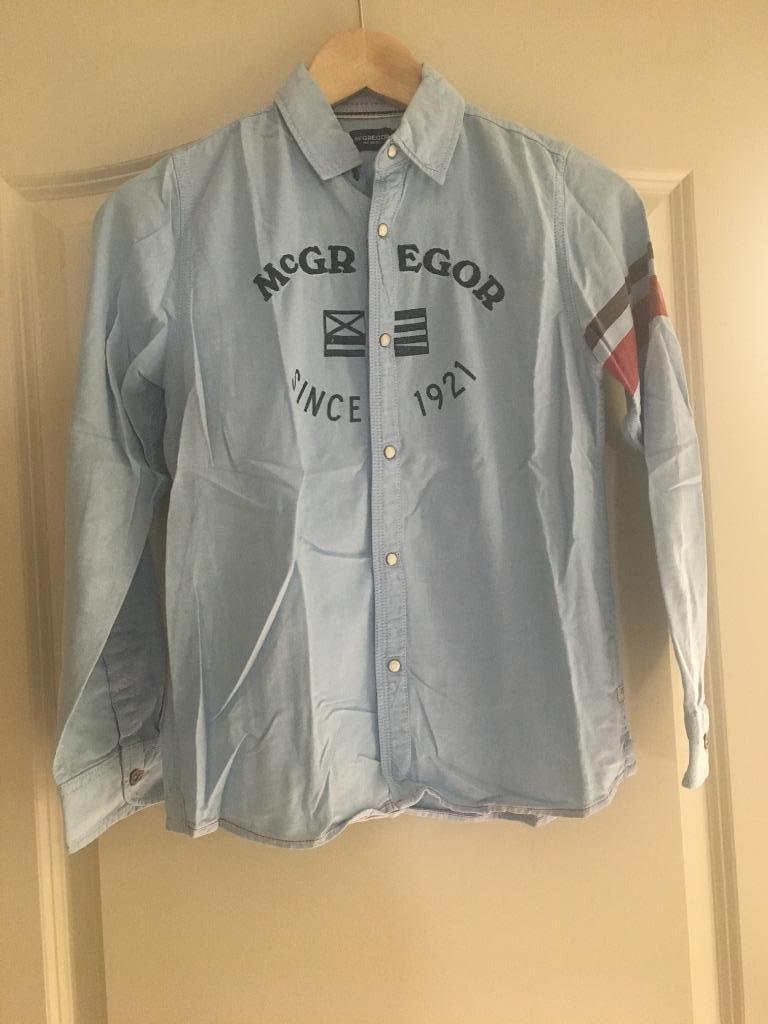 Blauw hemd McGregor 12 jaar, Kinderen en Baby's, McGregor, Overhemd of Blouse, Ophalen of Verzenden, Zo goed als nieuw