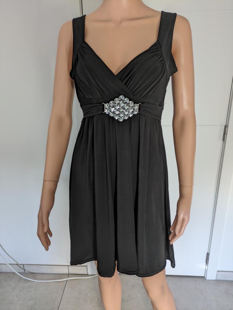 Zwarte cocktailjurk met kralen, Maat 38/40 (M), Zwart, Cocktailjurk, Zo goed als nieuw