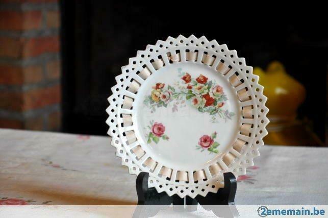 ancienne assiette murale ajourée circa 1900, Enlèvement ou Envoi, Utilisé