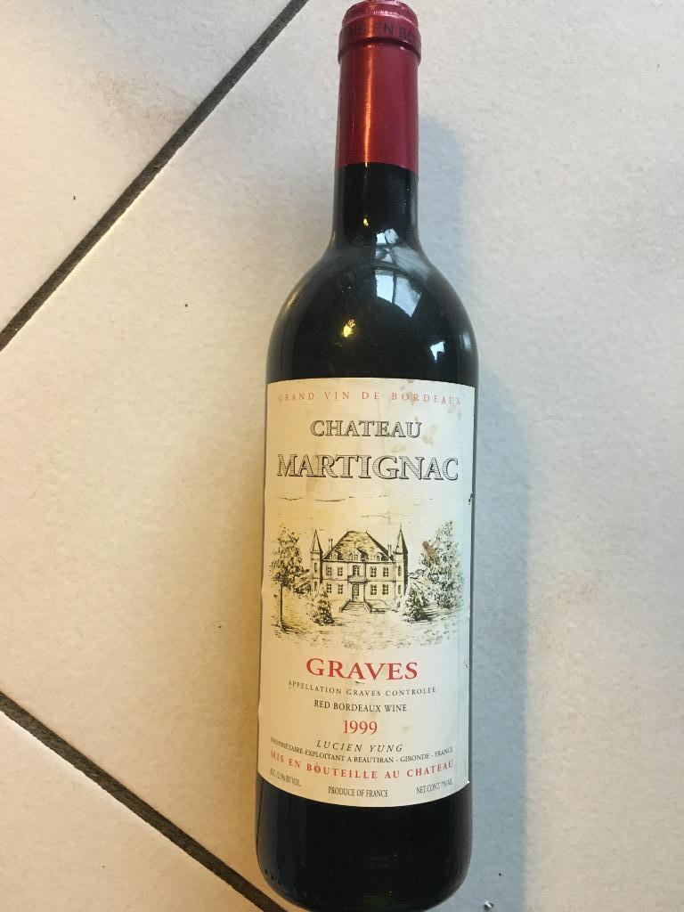 Chateau Martignac Graves 1999, Collections, Enlèvement ou Envoi, Pleine, Comme neuf, Vin rouge