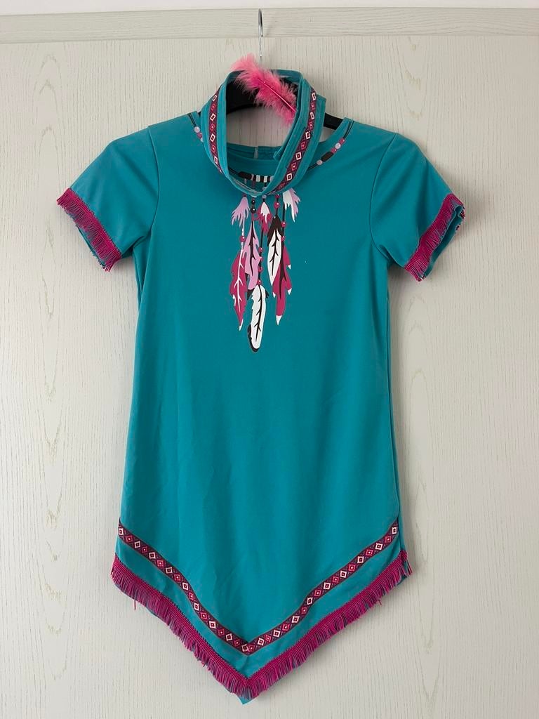 Costume de carnaval indien turquoise - Taille 122/128, Enlèvement ou Envoi, Utilisé